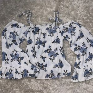 off the shoulder floral blouse
